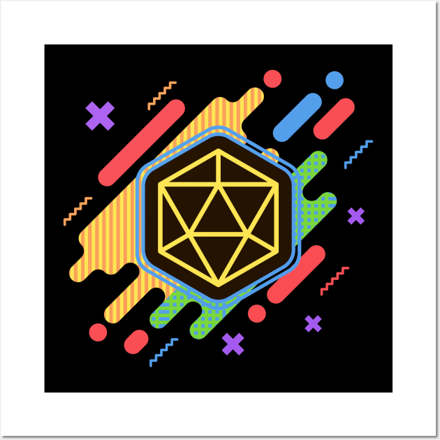 Colorful D20 Dice Funk Wall Art by dungeonarmory